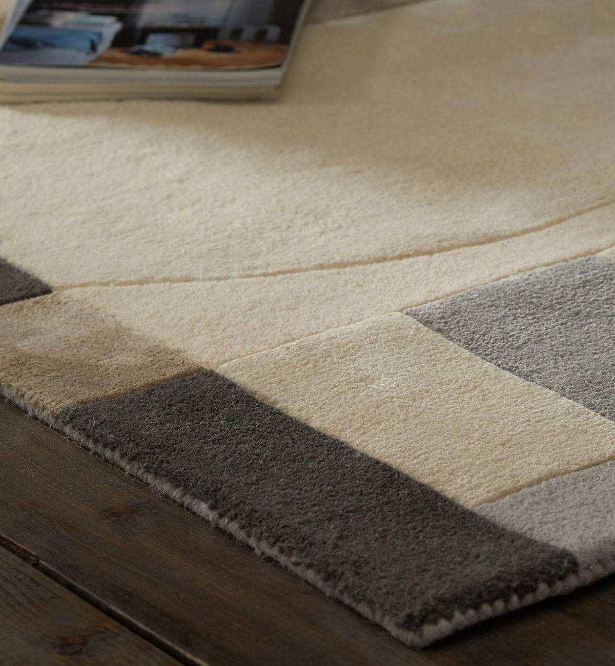 Hand Tufted Rugs Wavy Checkerboard Design Blue & Brown ATUFT-SKU-9 (Copy)