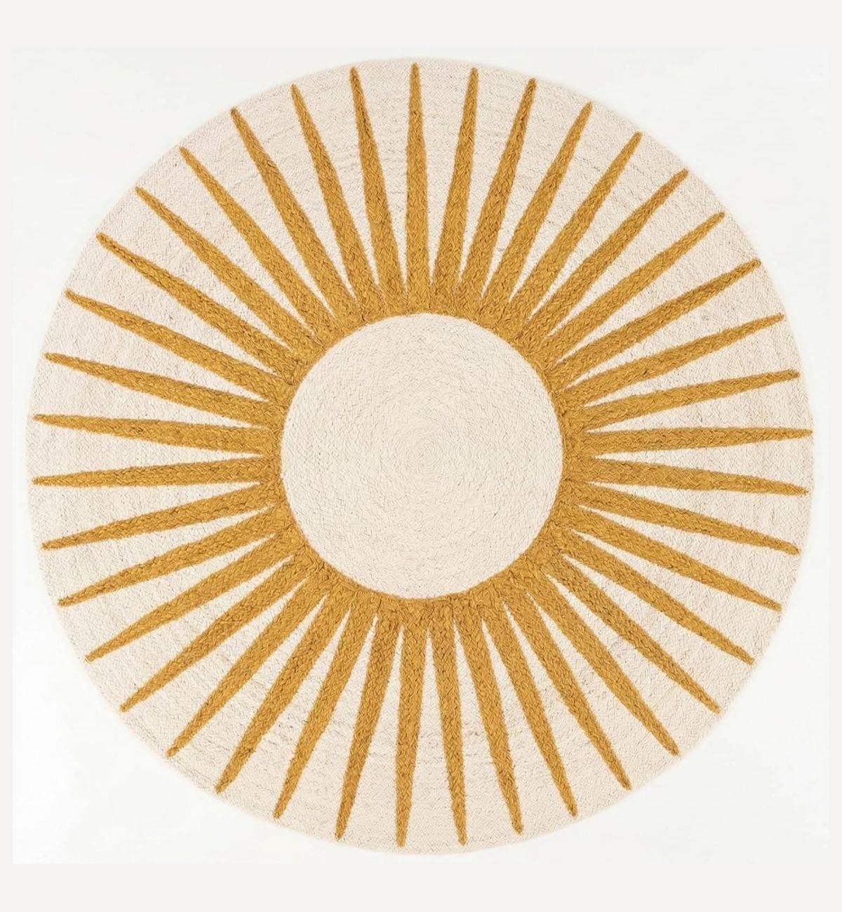 Premium Jute Sunburst Round Rug Mustard & Ivory 10