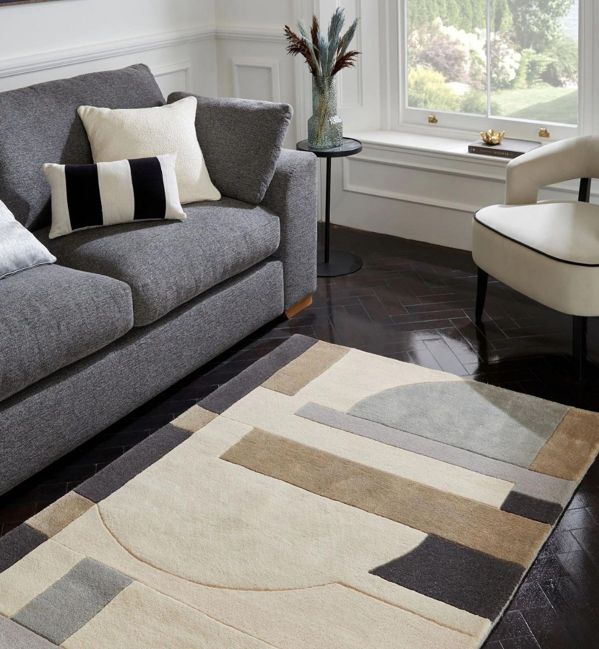Hand Tufted Rugs Wavy Checkerboard Design Blue & Brown ATUFT-SKU-9 (Copy)