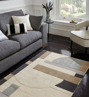 Hand Tufted Rugs Wavy Checkerboard Design Blue & Brown ATUFT-SKU-9 (Copy)