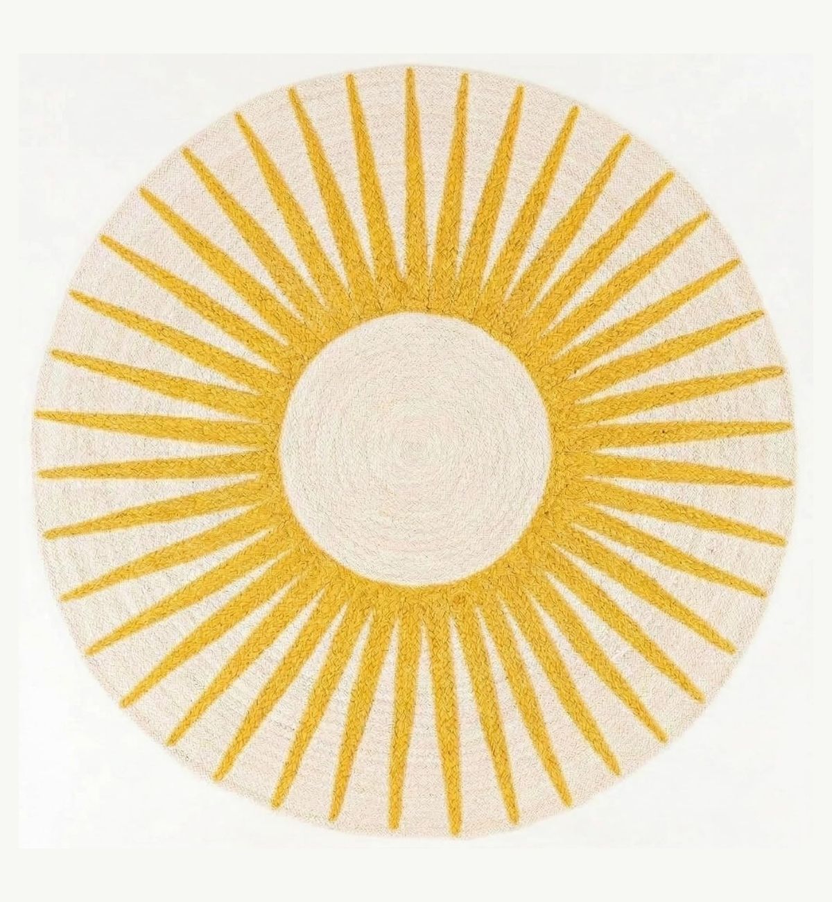 Premium Jute Sunburst Round Rug Sunshine Yellow & Ivory 11