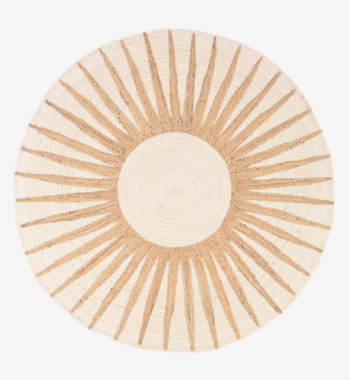 Premium Jute Sunburst Round Rug Natural & Ivory 17