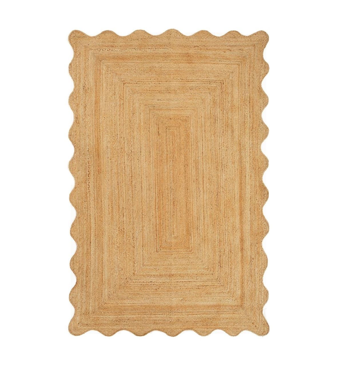 Premium Jute Scalloped Border Rug Natural Beige 1