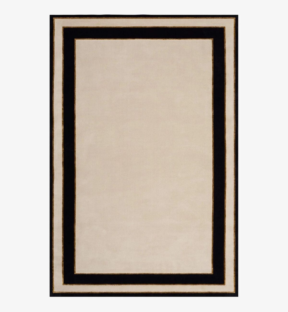 Handtufted Rugs Geometric Border Design Cream & Black ATUFT-SKU-2