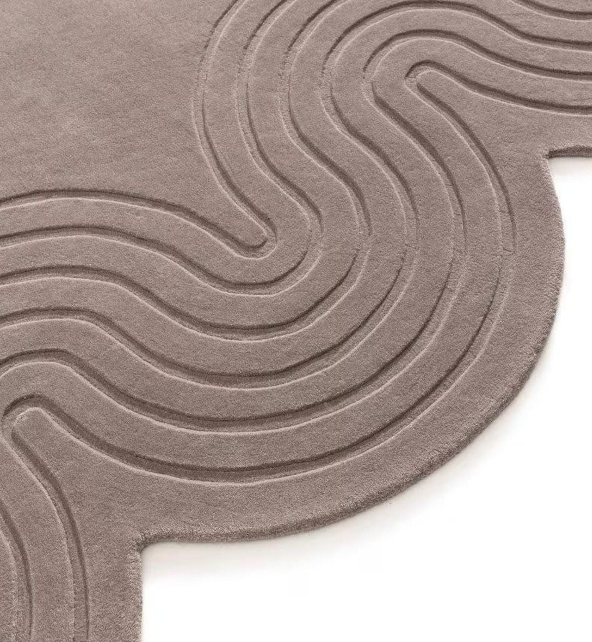 Handtufted Rugs Wavy Border Design Taupe ATUFT-SKU-3
