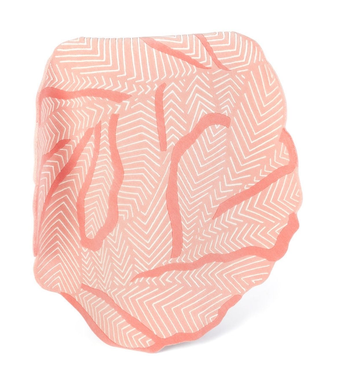 Hand Tufted Round Rugs Abstract Leaf Design Coral & White Adi Round 3