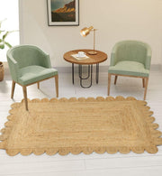 Premium Jute Scalloped Edge Rug Natural Beige 3