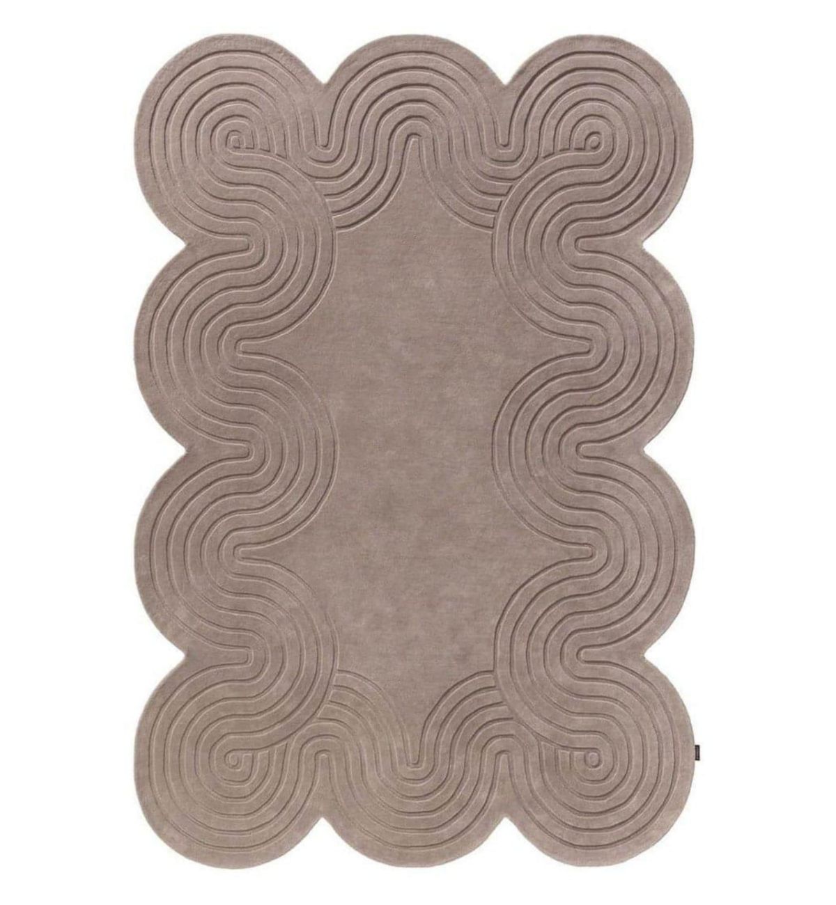 Handtufted Rugs Wavy Border Design Taupe ATUFT-SKU-3