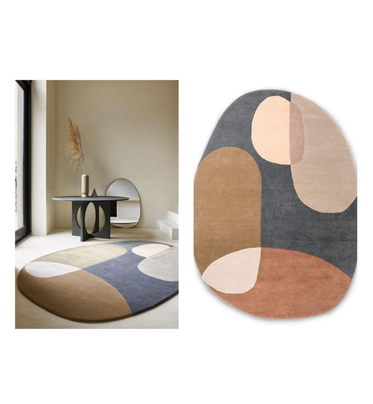 Hand Tufted Round Rugs Abstract Geometric Design Multicolor Adi Round 4