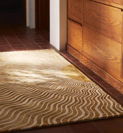 Hand Tufted Rugs Wavy Abstract Design Mustard & Cream ATUFT-SKU-5