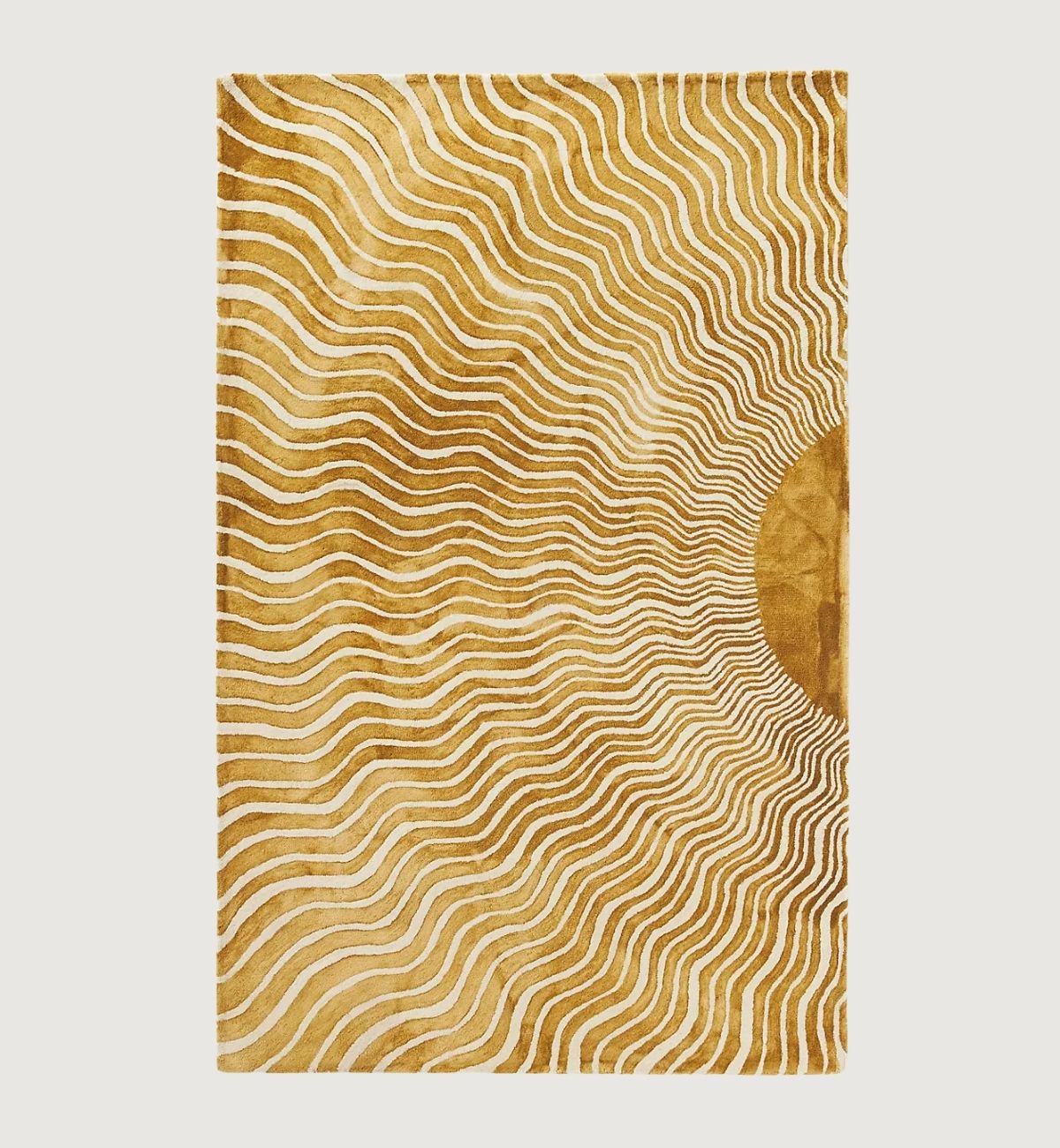 Hand Tufted Rugs Wavy Abstract Design Mustard & Cream ATUFT-SKU-5