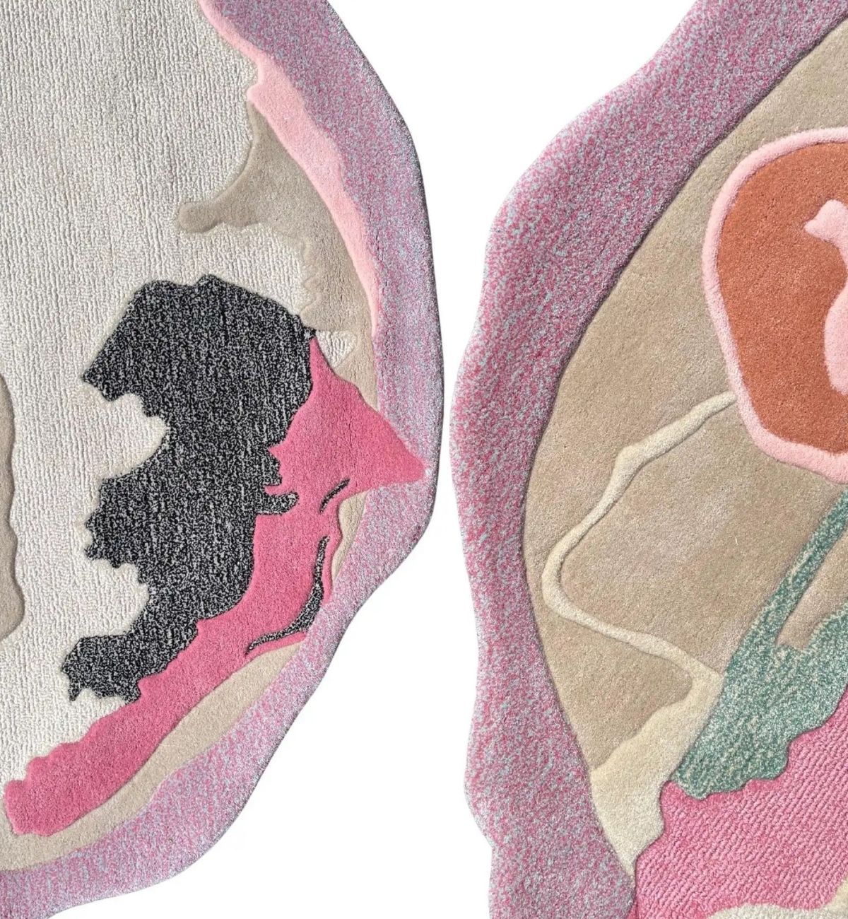 Hand Tufted Round Rugs Abstract Organic Design Pink & Multicolor Adi Round 6