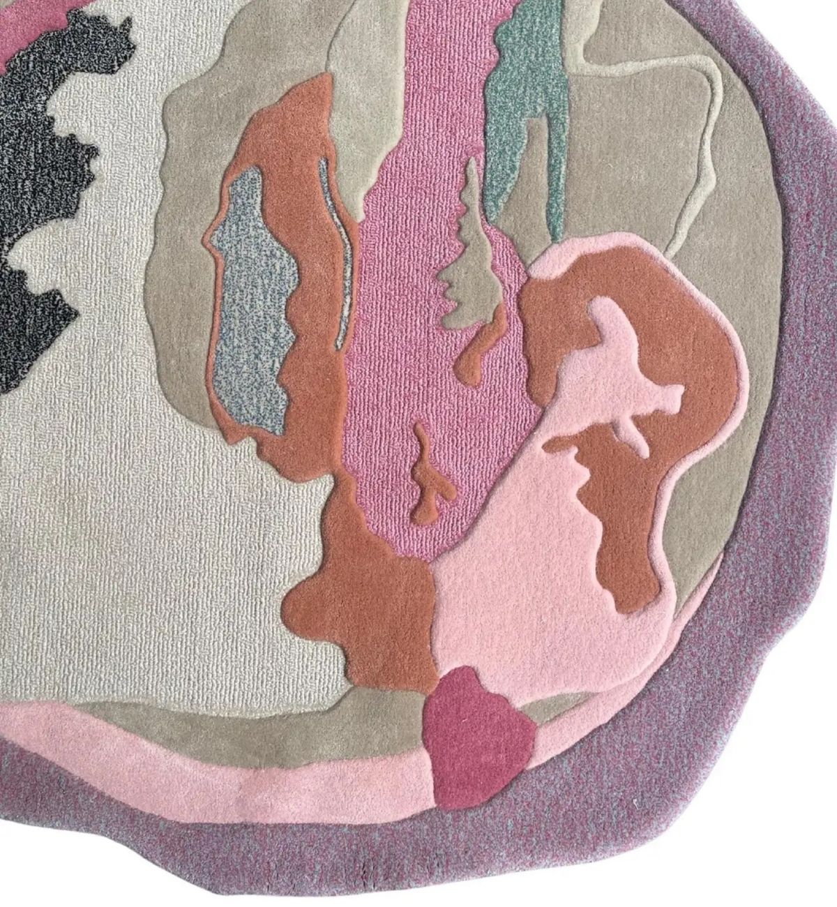Hand Tufted Round Rugs Abstract Organic Design Pink & Multicolor Adi Round 6