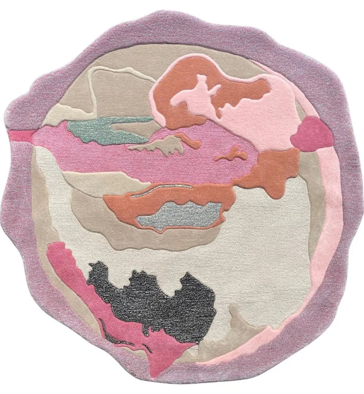 Hand Tufted Round Rugs Abstract Organic Design Pink & Multicolor Adi Round 6