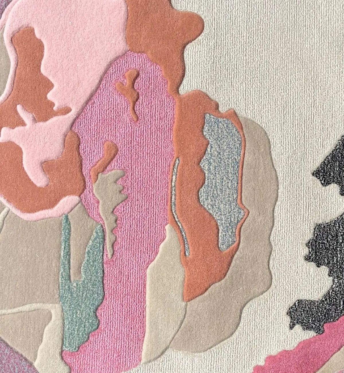 Hand Tufted Round Rugs Abstract Organic Design Pink & Multicolor Adi Round 6