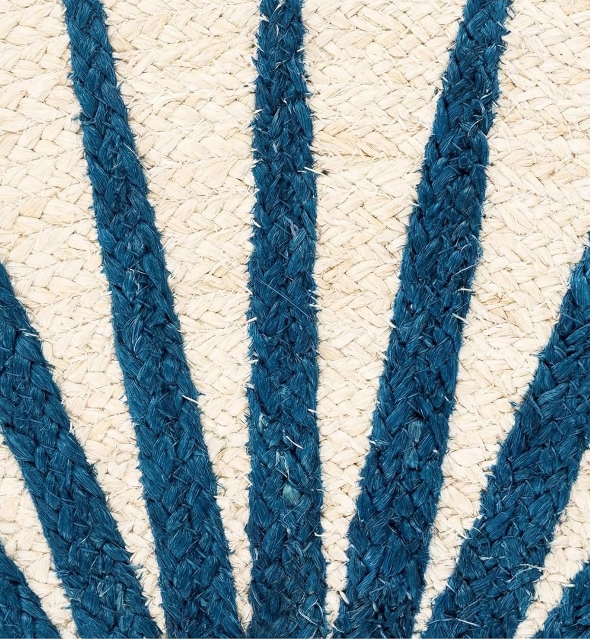 Premium Jute Sunburst Round Rug Navy Blue & Cream 7