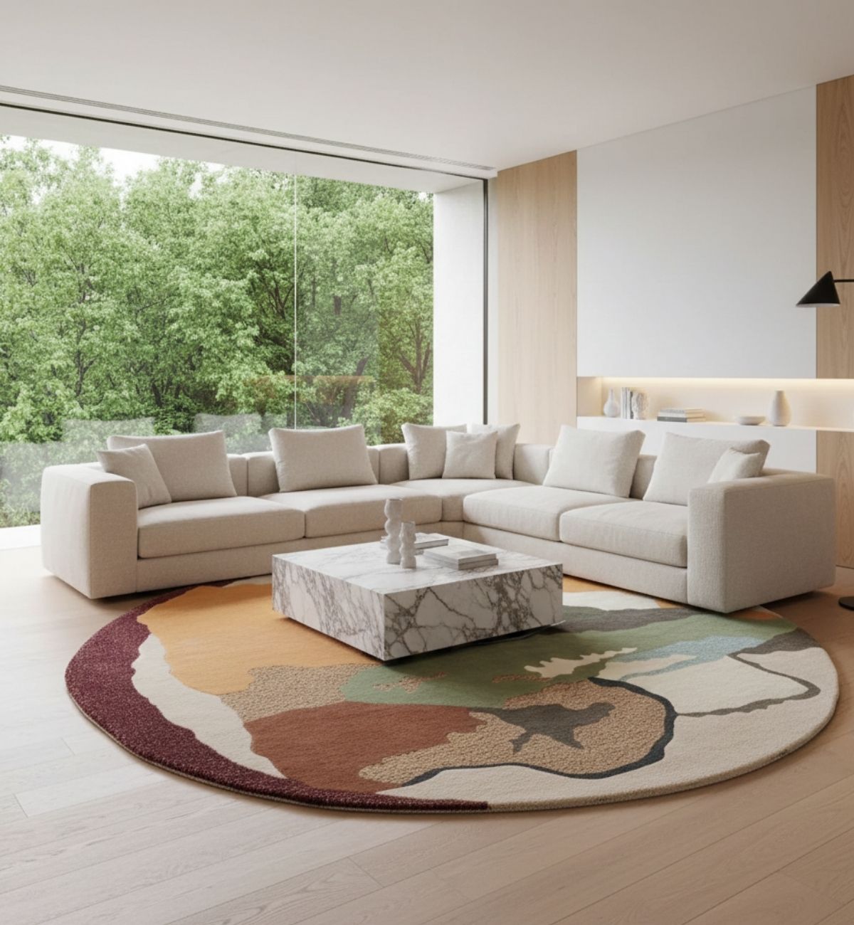 Hand Tufted Round Rugs Abstract Organic Pattern Multicolor 7