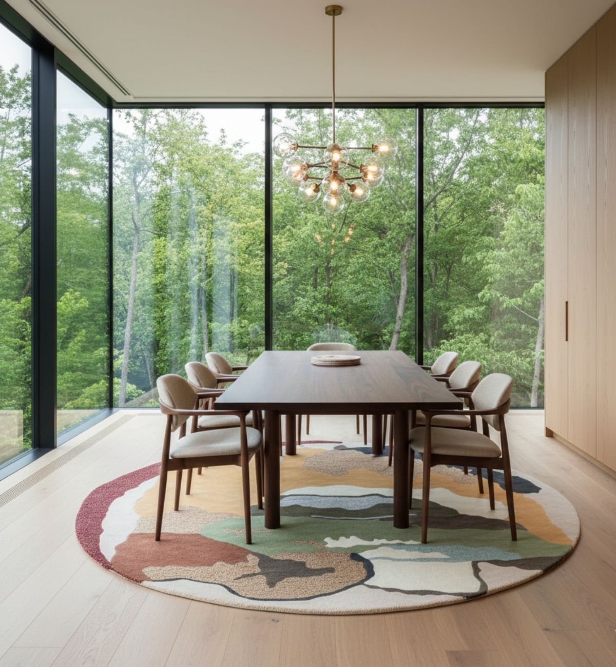 Hand Tufted Round Rugs Abstract Organic Pattern Multicolor 7