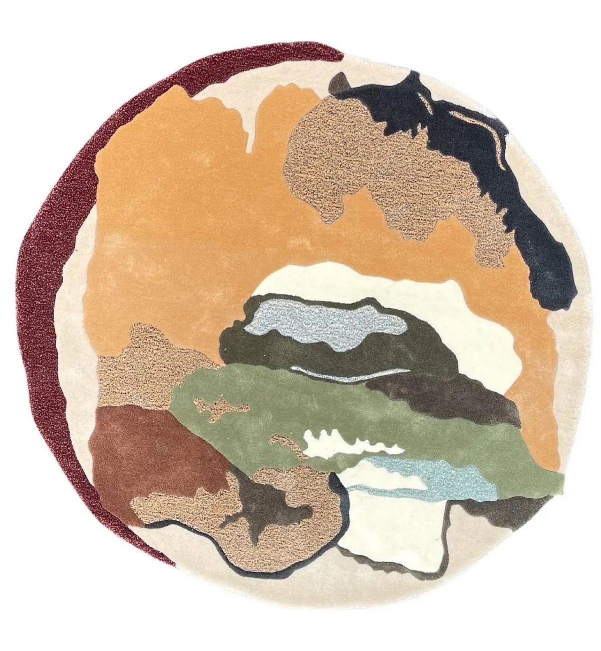 Hand Tufted Round Rugs Abstract Organic Pattern Multicolor 7