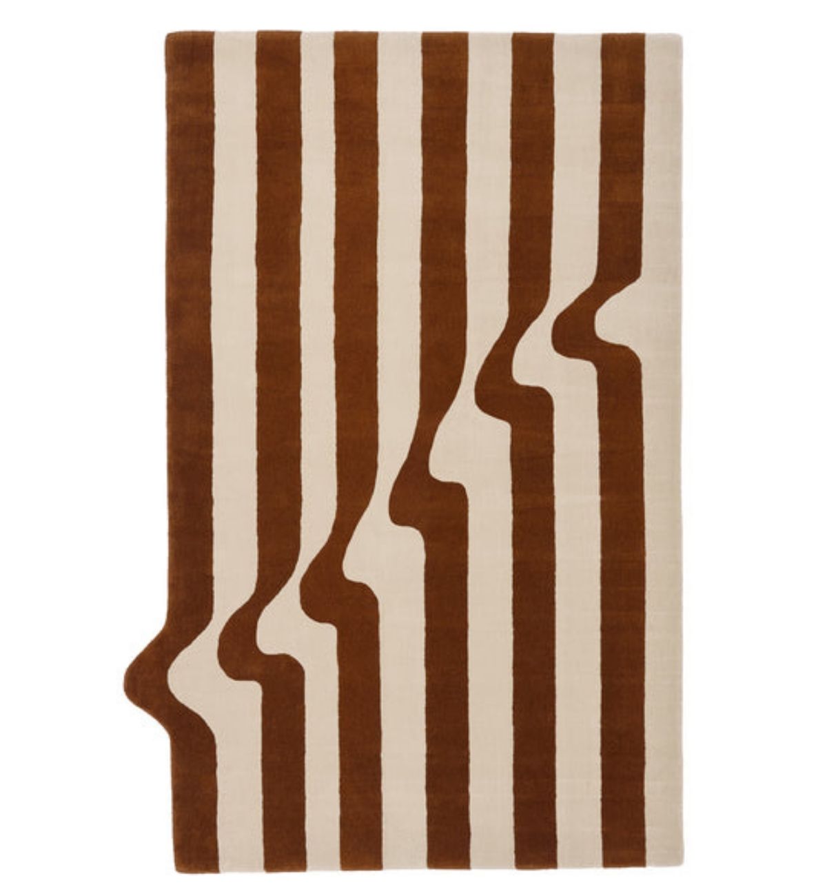 Hand Tufted Rugs Wavy Checkerboard Design Blue & Brown ATUFT-SKU-8