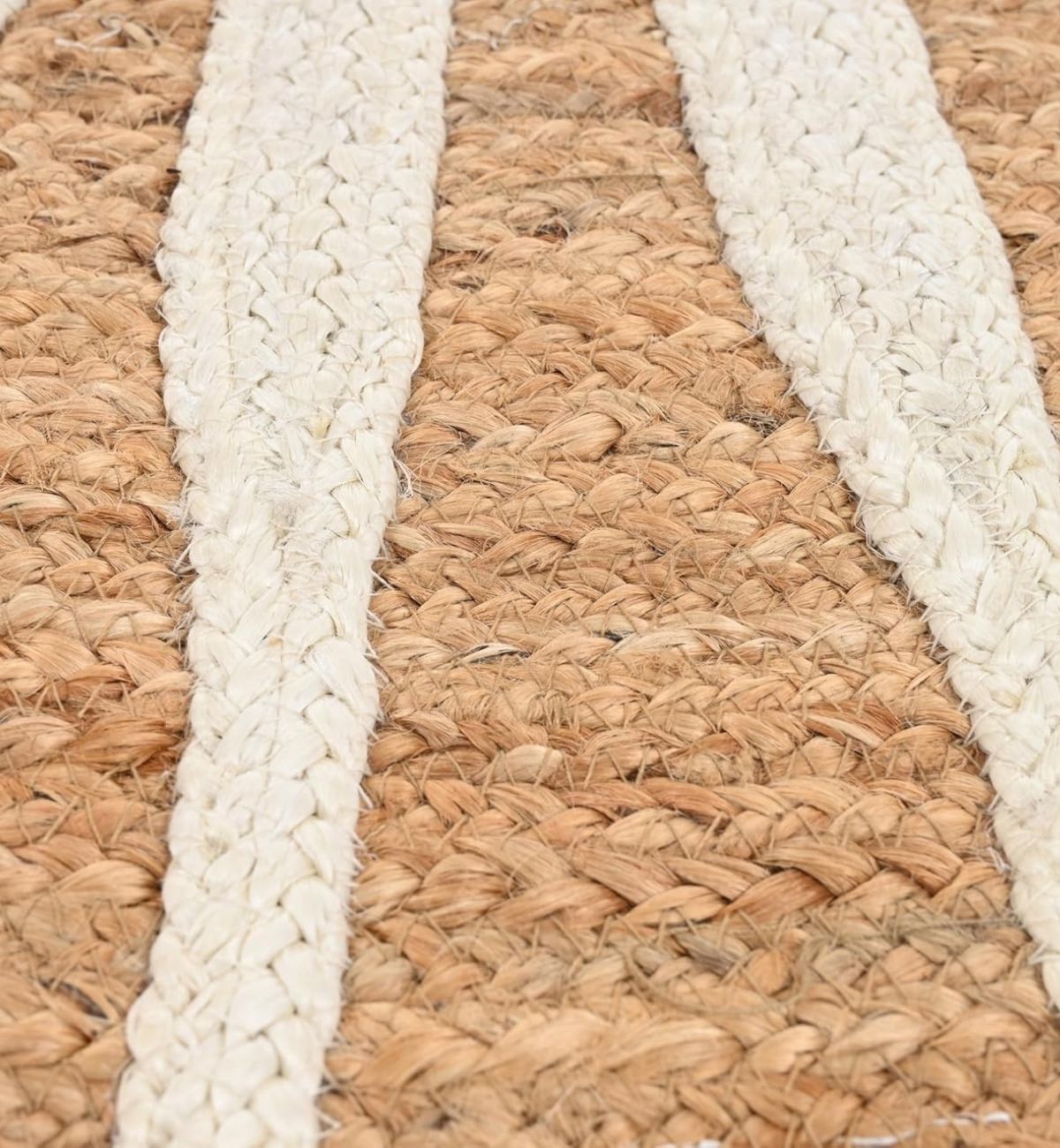 Premium Jute Sunburst Round Rug Natural Beige & Ivory 9