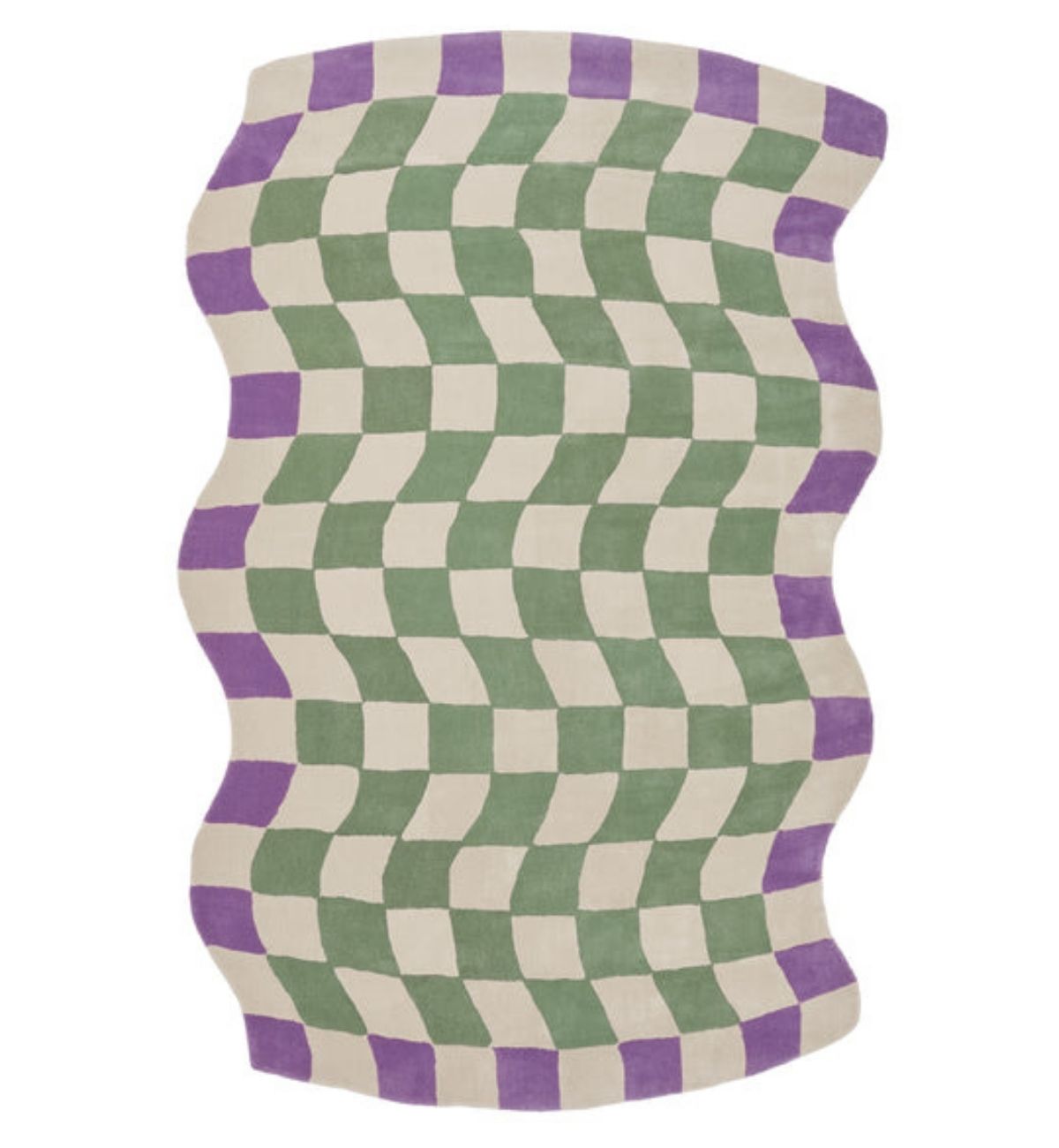 Hand Tufted Rugs Wavy Checkerboard Design Blue & Brown ATUFT-SKU-9