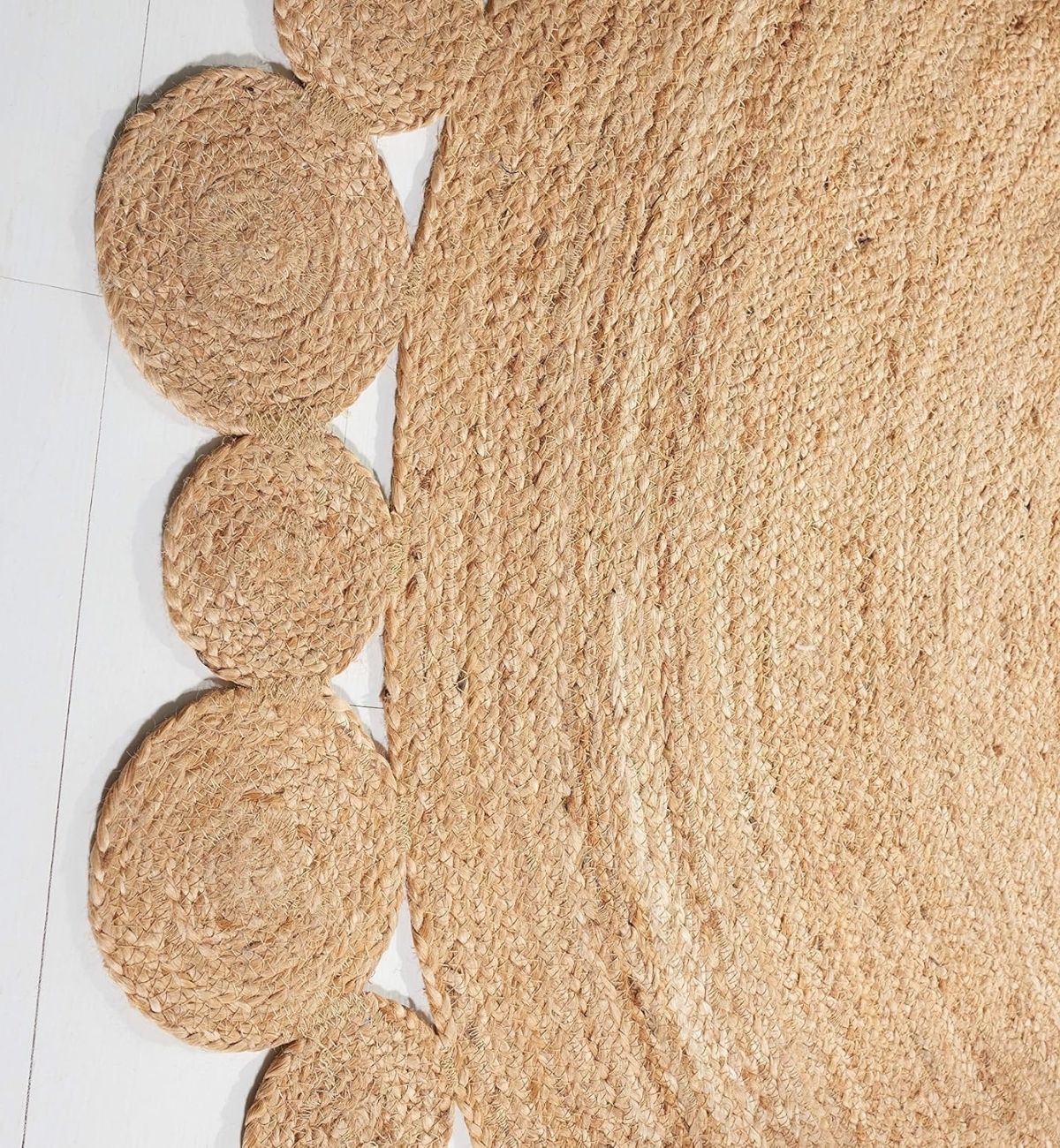 Premium Jute Round Braided Rug Natural Beige 5