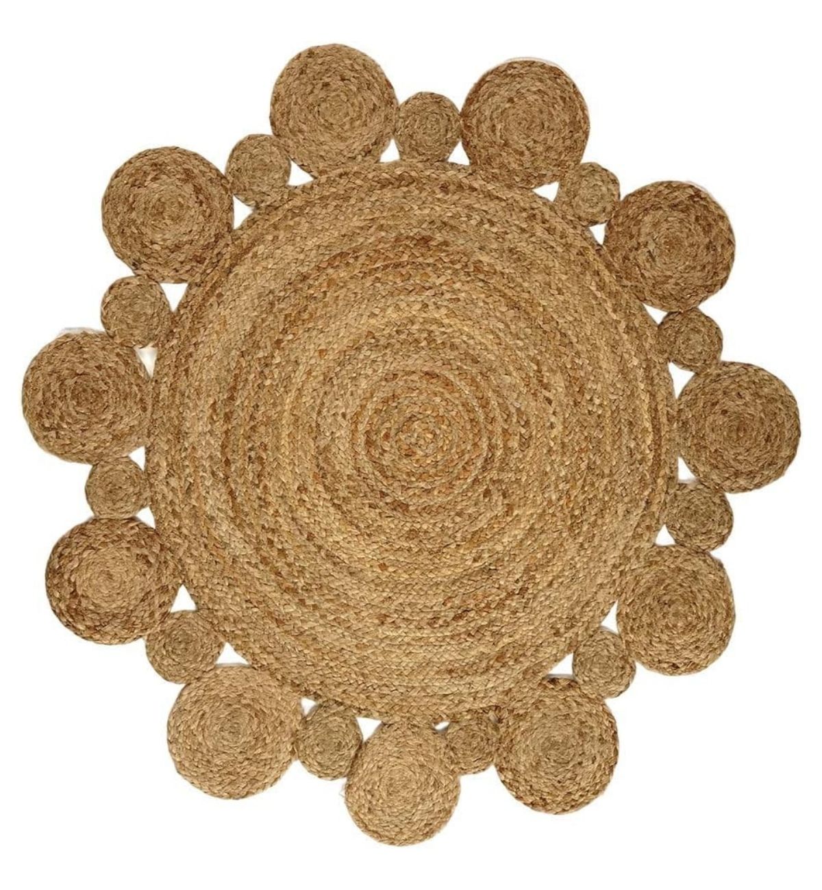 Premium Jute Round Braided Rug Natural Beige 5
