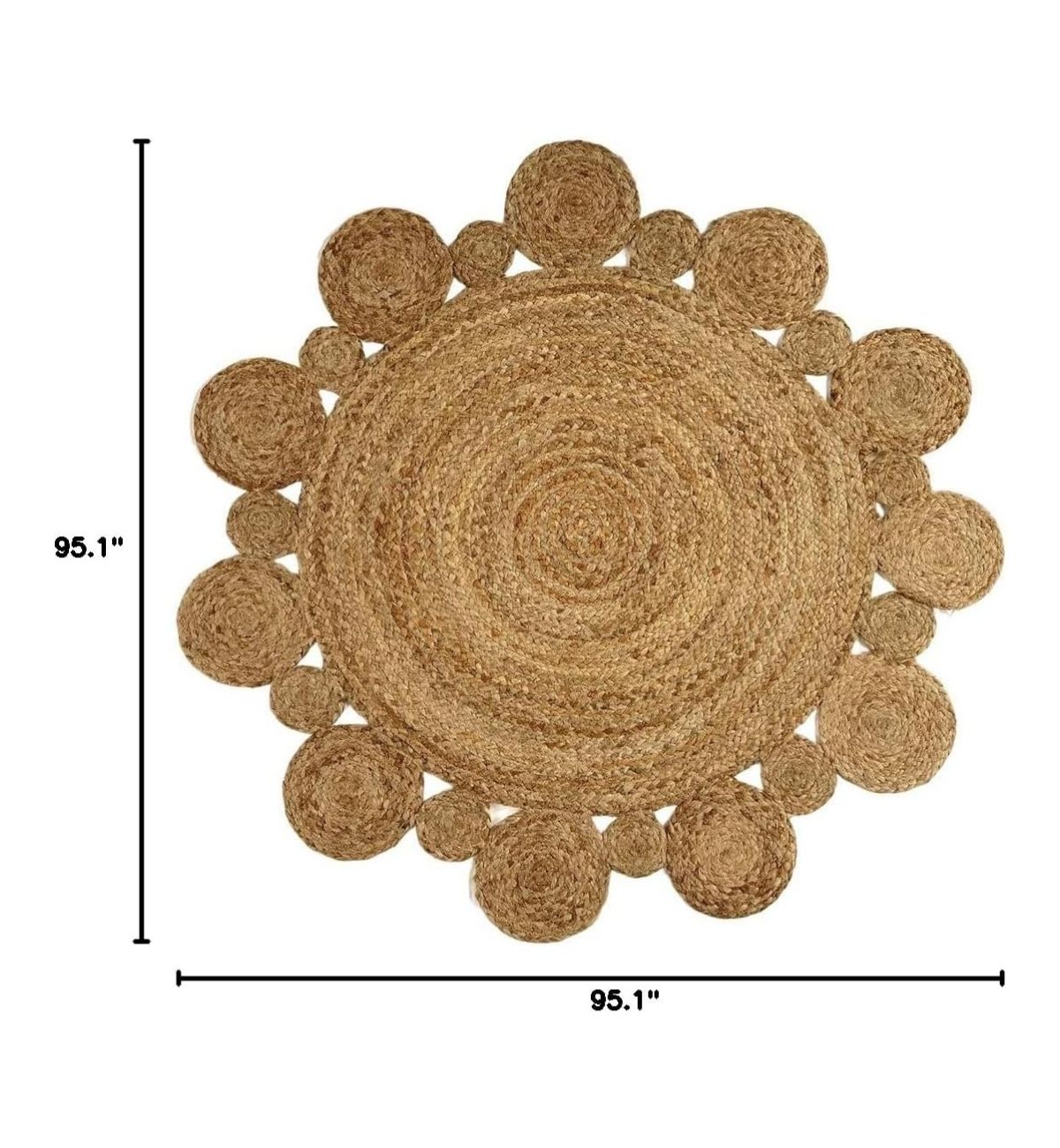 Premium Jute Round Braided Rug Natural Beige 5