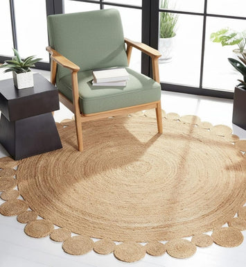 Premium Jute Round Braided Rug Natural Beige 5