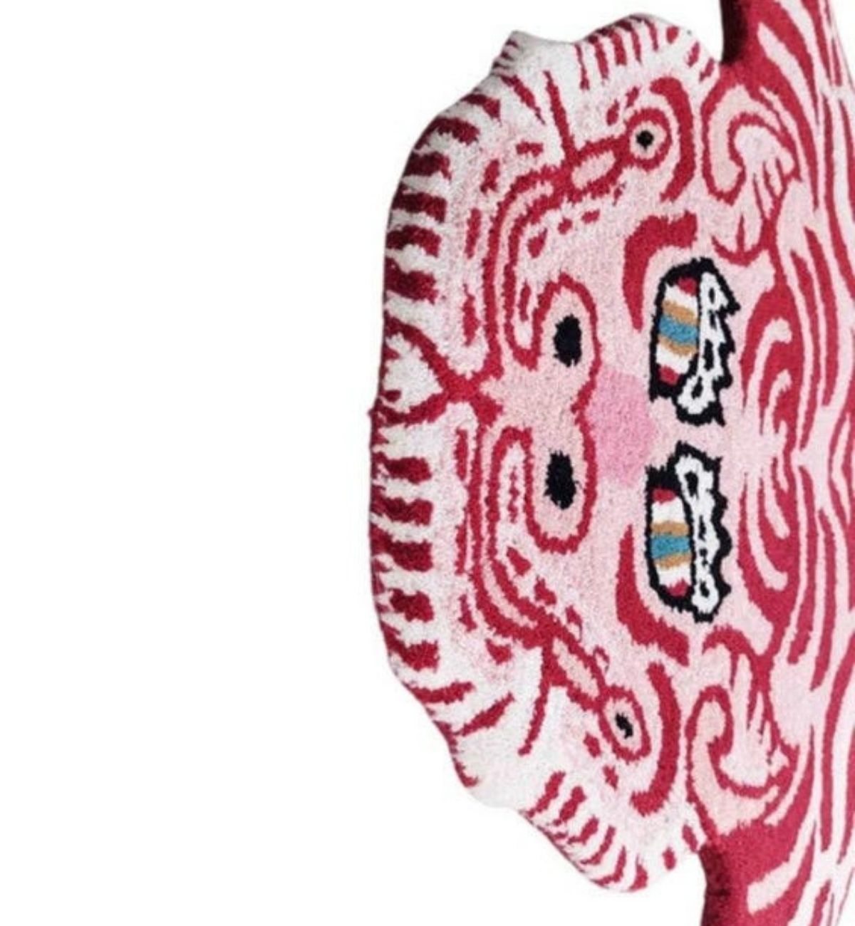Handtufted Animal Rug Tiger-shaped-Pink & Burgundy Red AT05