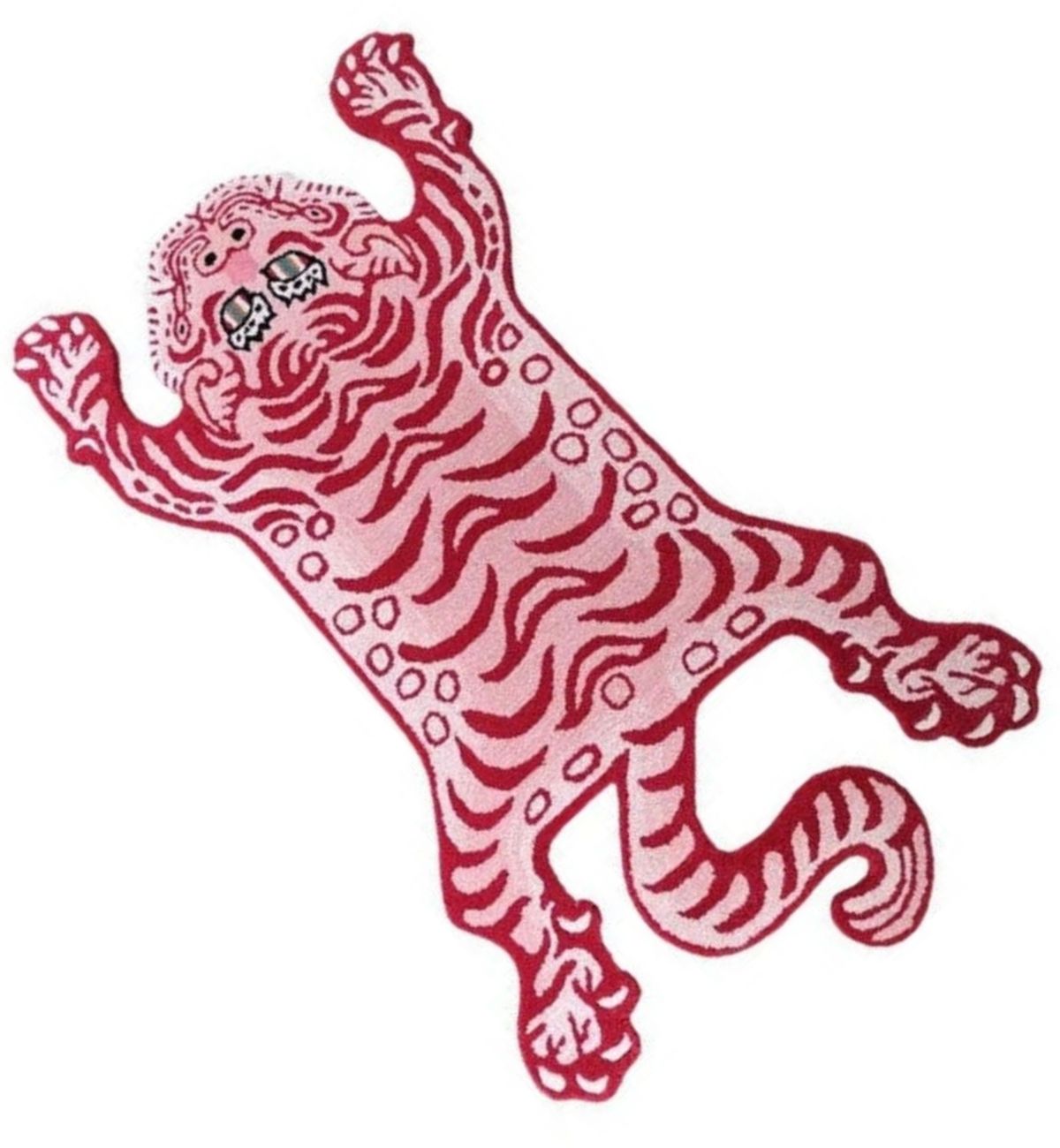 Handtufted Animal Rug Tiger-shaped-Pink & Burgundy Red AT05