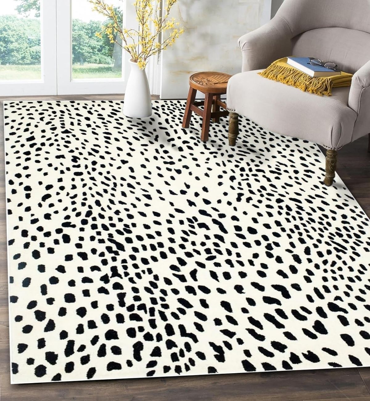 Handtufted Rugs Geometric Striped Border Design Teal, Black & White ATUFT-SKU-347