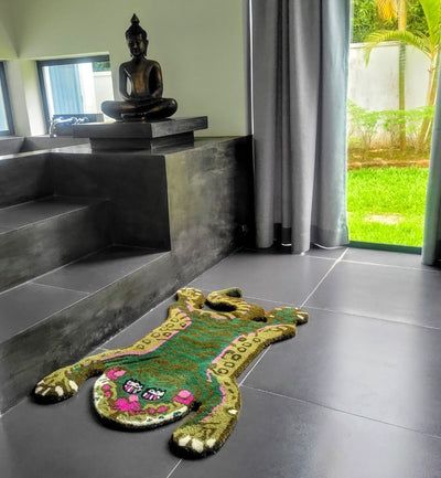 Handtufted Animal Rug Tiger-Shaped-Teal / Green ATUFT
